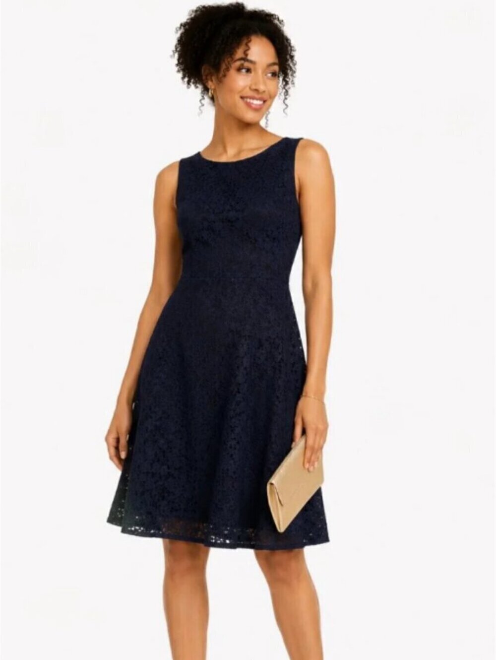 Chaps | Sz 10 | Navy Lace Fit and Flare Dress